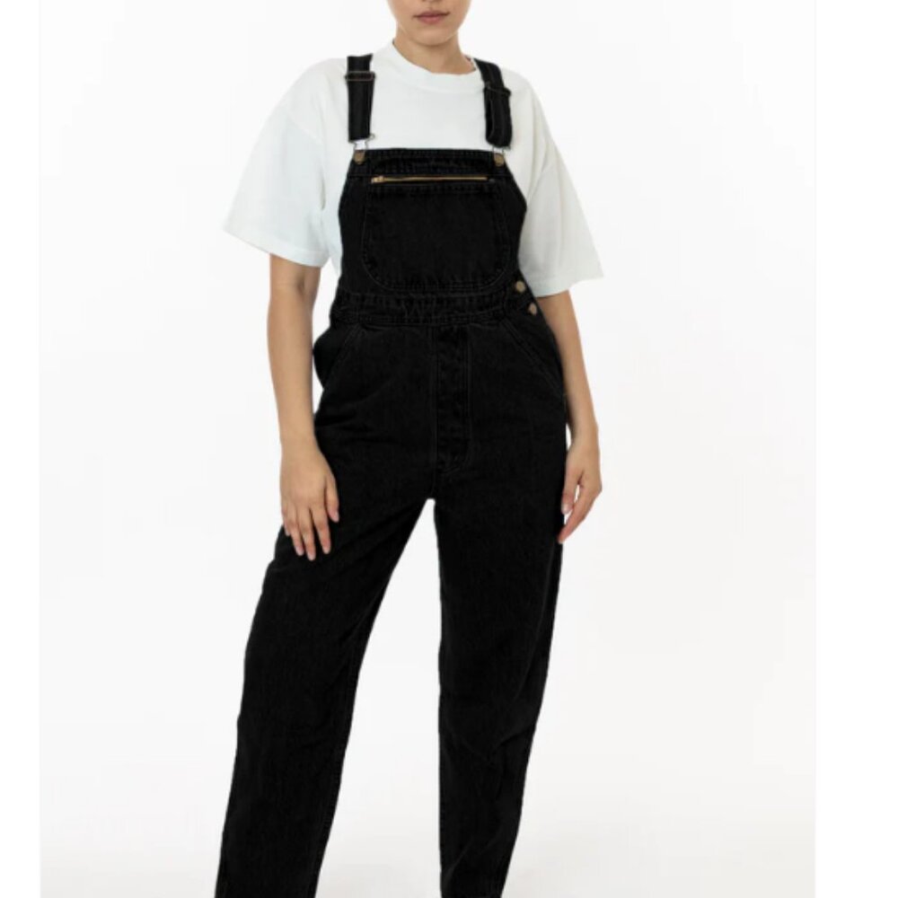 Black Denim Overall (UNISEX) with Gold Zipper